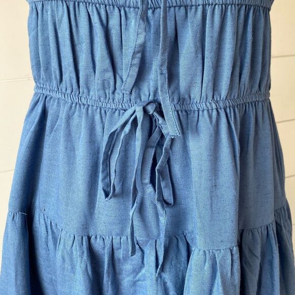 Sim & Sam Womens Medium Midi Dress Pockets Rayon Linen Cotton Lined Cottagecore - Picture 4 of 14